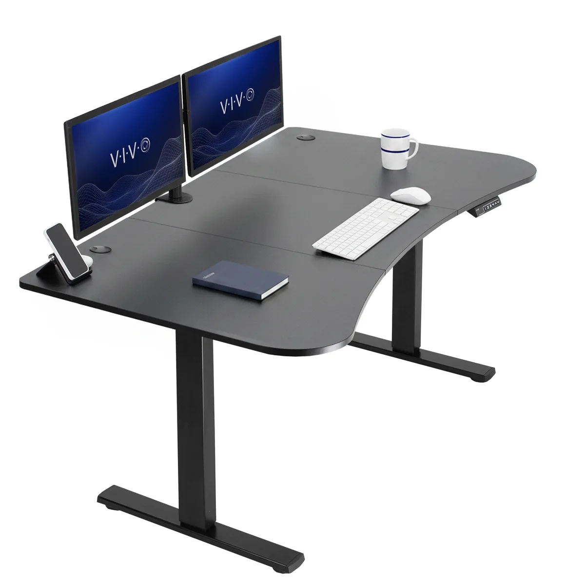 VIVO VIVO Electric Stand Up Desk 63 x 32 3 Part Top Black Frame — product photo