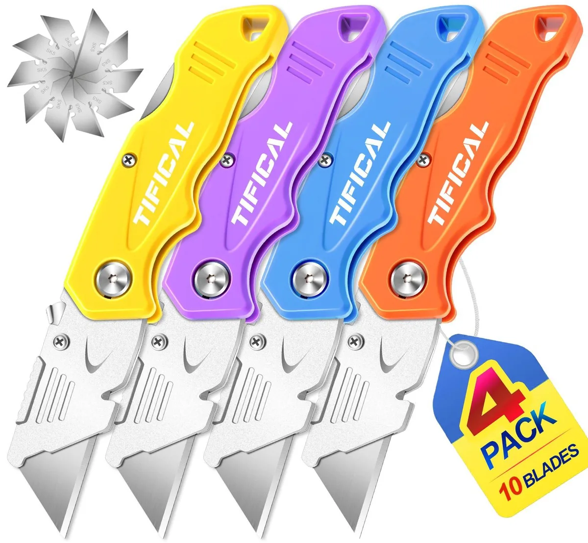  TIFICAL TFC-FK-001 Folding Utility Knife 4-Pack 10 Blades — product photo