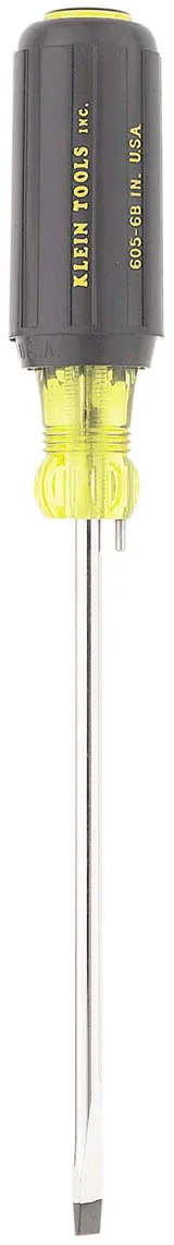 Klein Tools 605-4B chrome cabinet-tip screwdriver with cushion grip handle