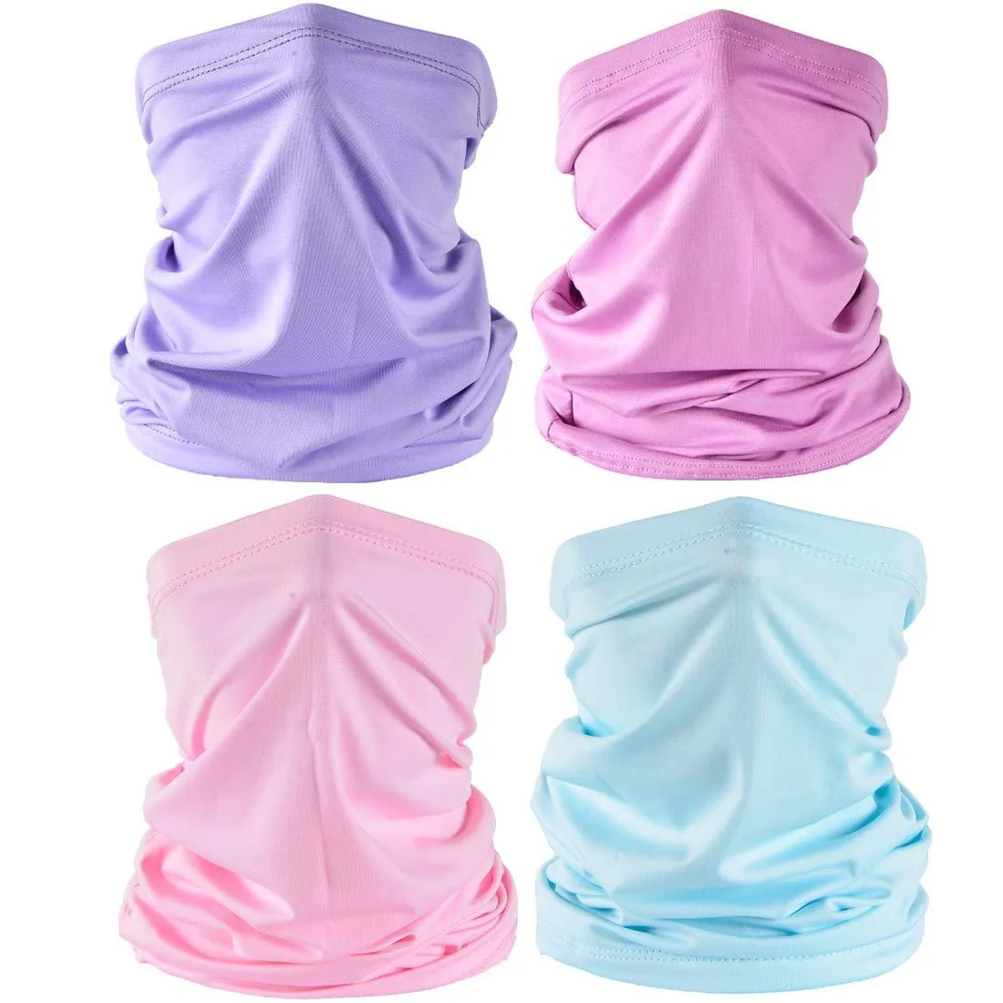  Leamekor Neck Gaiter 4PCS Purple Rose Pink Light Blue — product photo