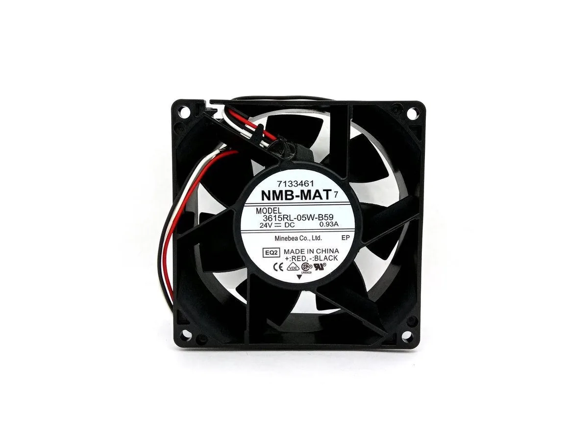 Black 90mm square case fan 38mm thick three wire 24V