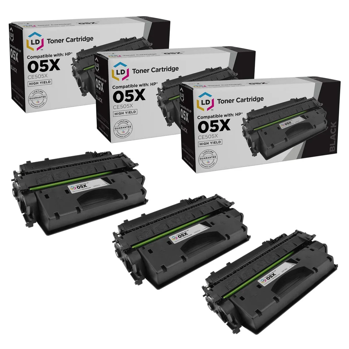 LD Products LD Products 05X CE505X Black High-Yield Toner Cartridge 3-Pack — product photo