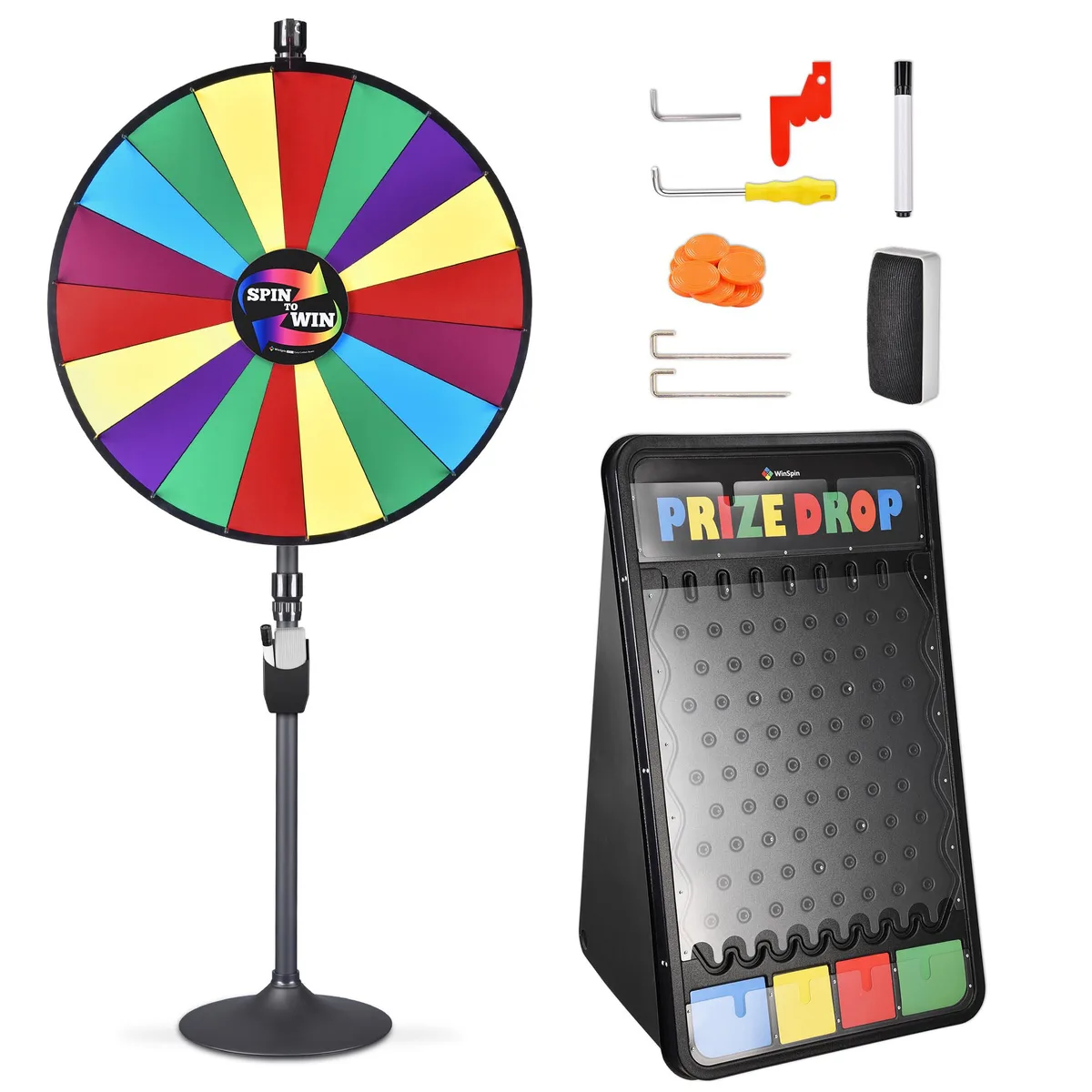 Yescom USA, Inc. Yescom USA, Inc. 35PRWPDG001-3641 36" 18-Slot Prize Wheel &amp; 41x25" Drop Board supply — product photo