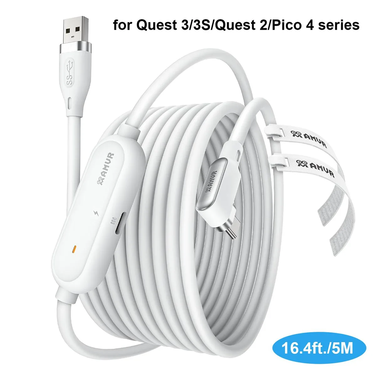 IHDAPP IHDAPP 16.4FT 5M USB A to USB C VR Charging Link Cable White — product photo