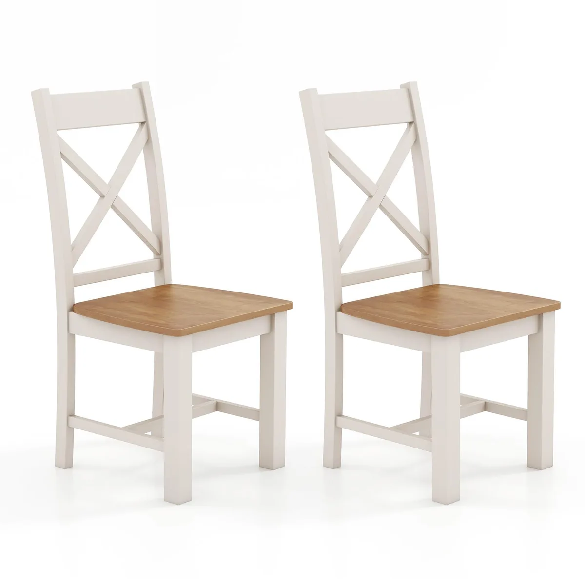 SlickBlue SlickBlue Wooden Dining Chairs Set of 2 Natural Rubber Wood 18x21x39in — product photo