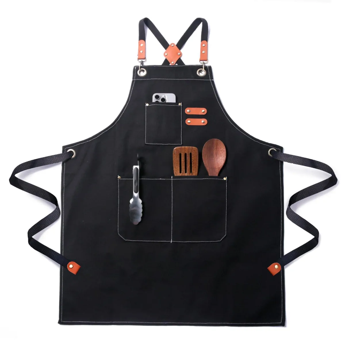  FortuWrap 12oz Canvas Apron Black 25.5x31.5in — product photo