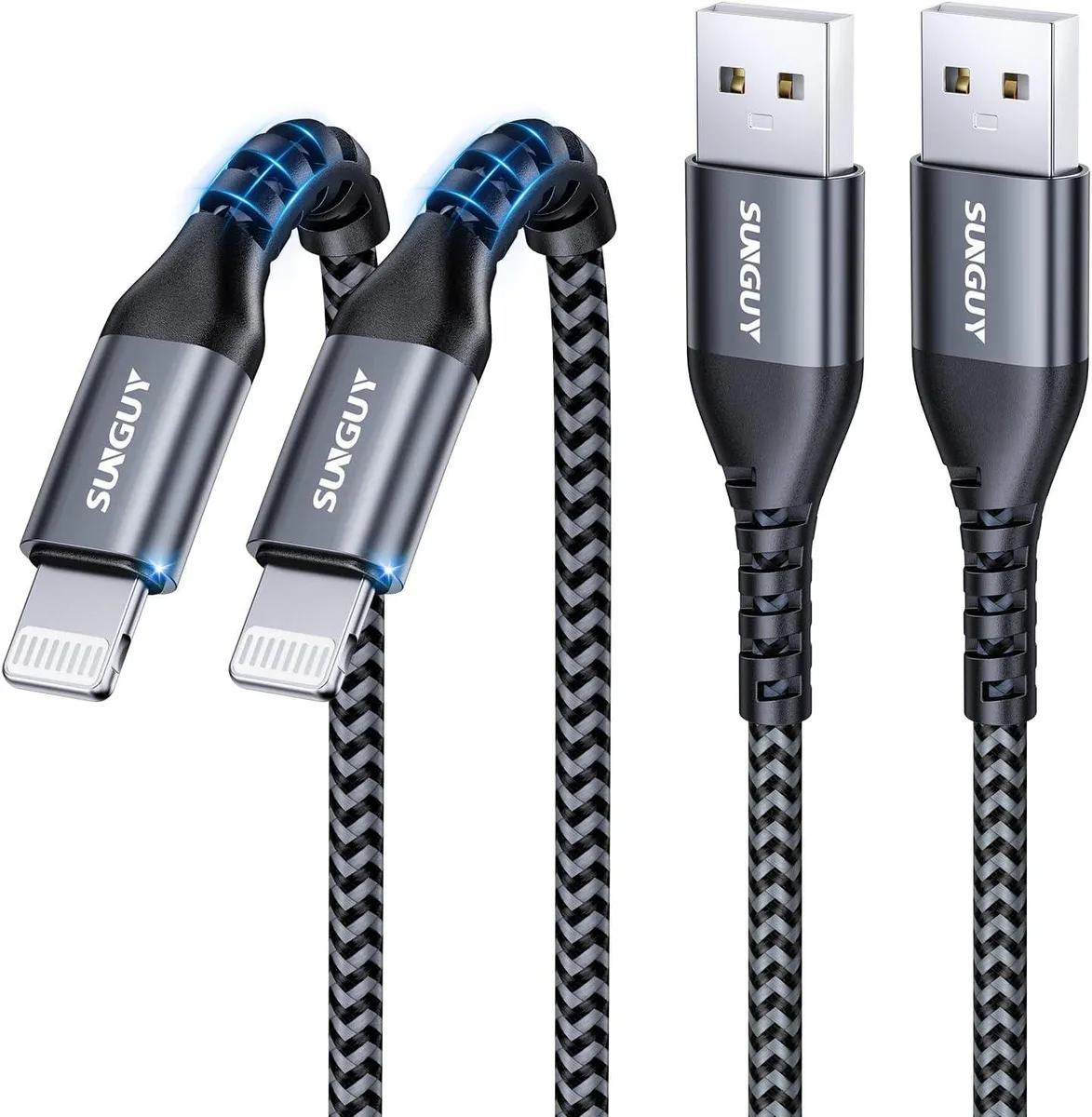 Kootion Kootion USB-A to Lightning Cable 1FT 2Pack MFi Certified 2.4A 480Mbps charger — product photo