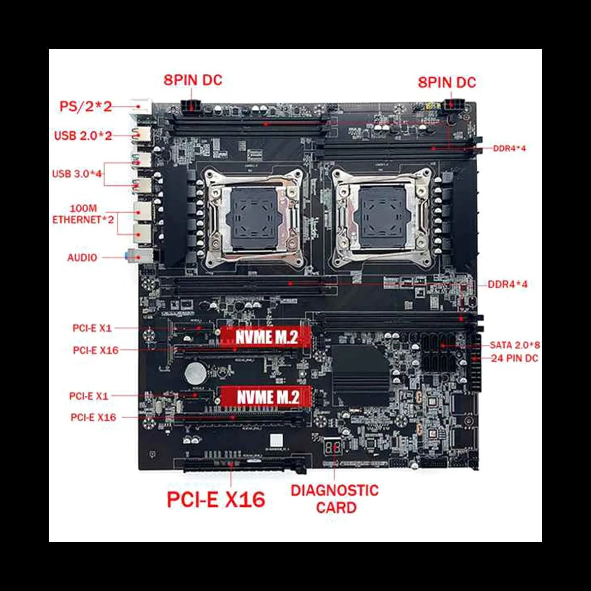 YINGHUA YINGHUA X99 Dual-Socket LGA2011-3 Server Motherboard + 2x DDR4 4GB 2666Mhz RAM — product photo