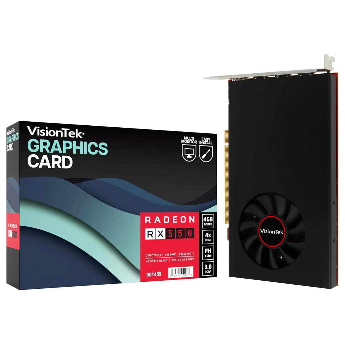 VisionTek VisionTek Radeon RX 550 4GB GDDR5 4x DisplayPort graphics card — product photo