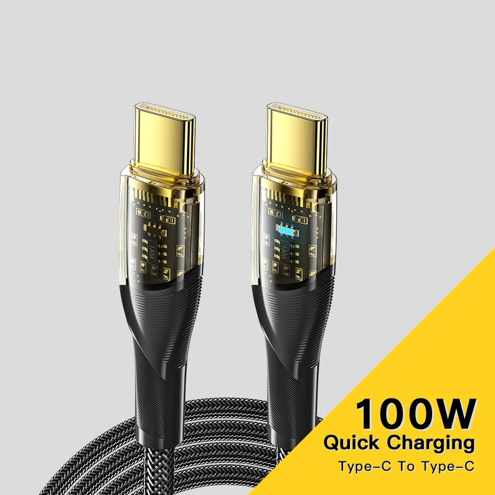 Jansicotek Jansicotek Essager XJ USB-C to USB-C Cable 100W 3.3FT 2-Pack Transparent Shell — product photo