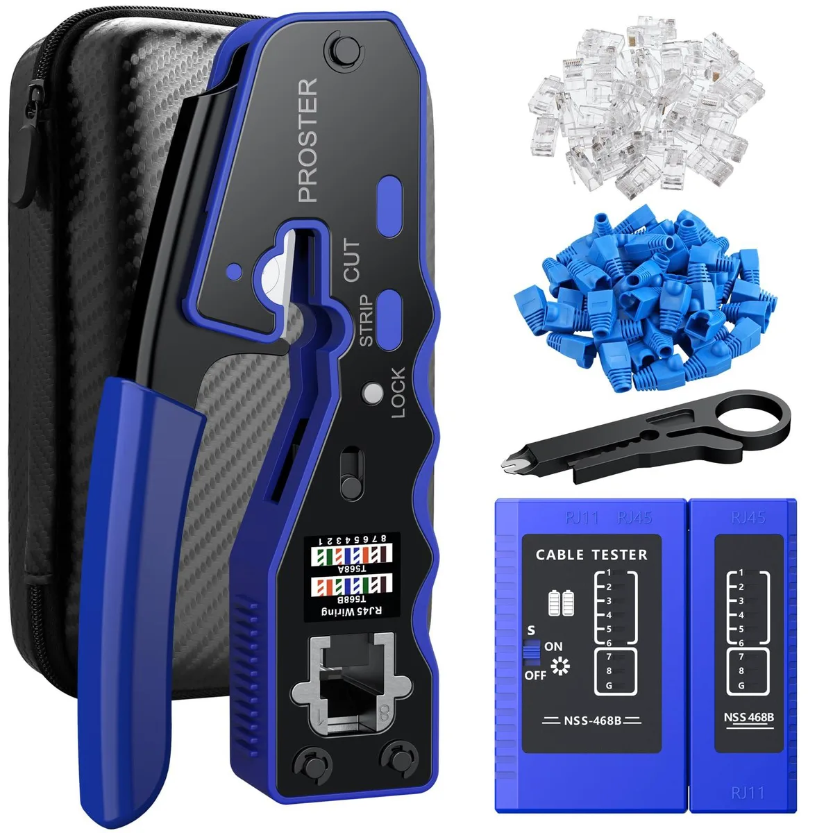 KEHIPI KEHIPI RJ45 Electrician Tool Kit with 50 Connectors — product photo