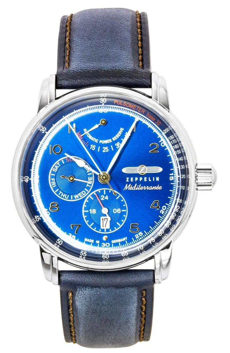 Graf Zeppelin Graf Zeppelin Mediterranee 96903 42.00 mm Blue Dial Leather Automatic Watch — product photo