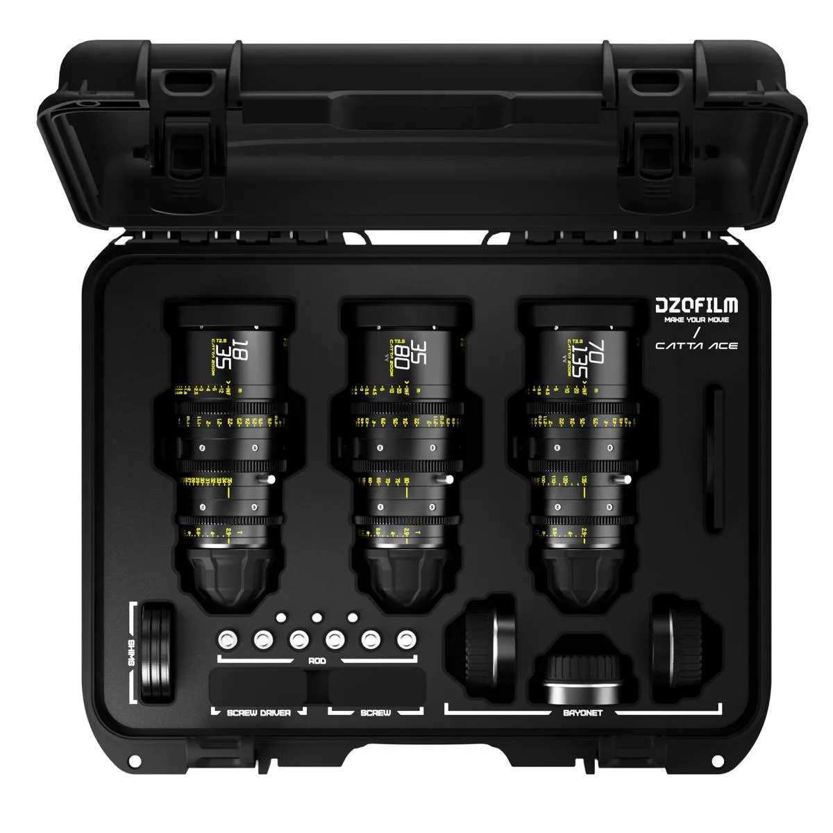 DZOFILM DZOFILM Catta Ace Cine 3-Lens Bundle 18-35mm 35-80mm 70-135mm T2.9 PL EF Black — product photo