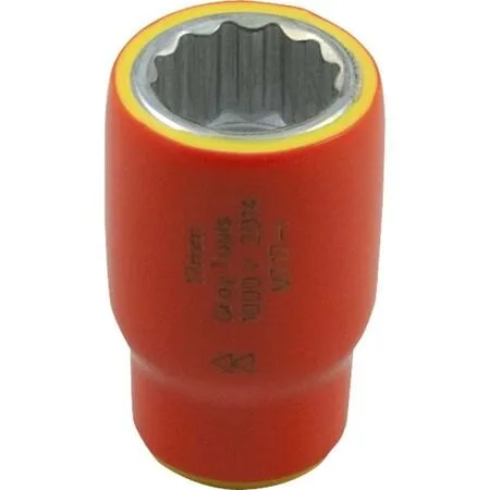 9 mm insulated socket, 12-point drive, orange and yellow layers