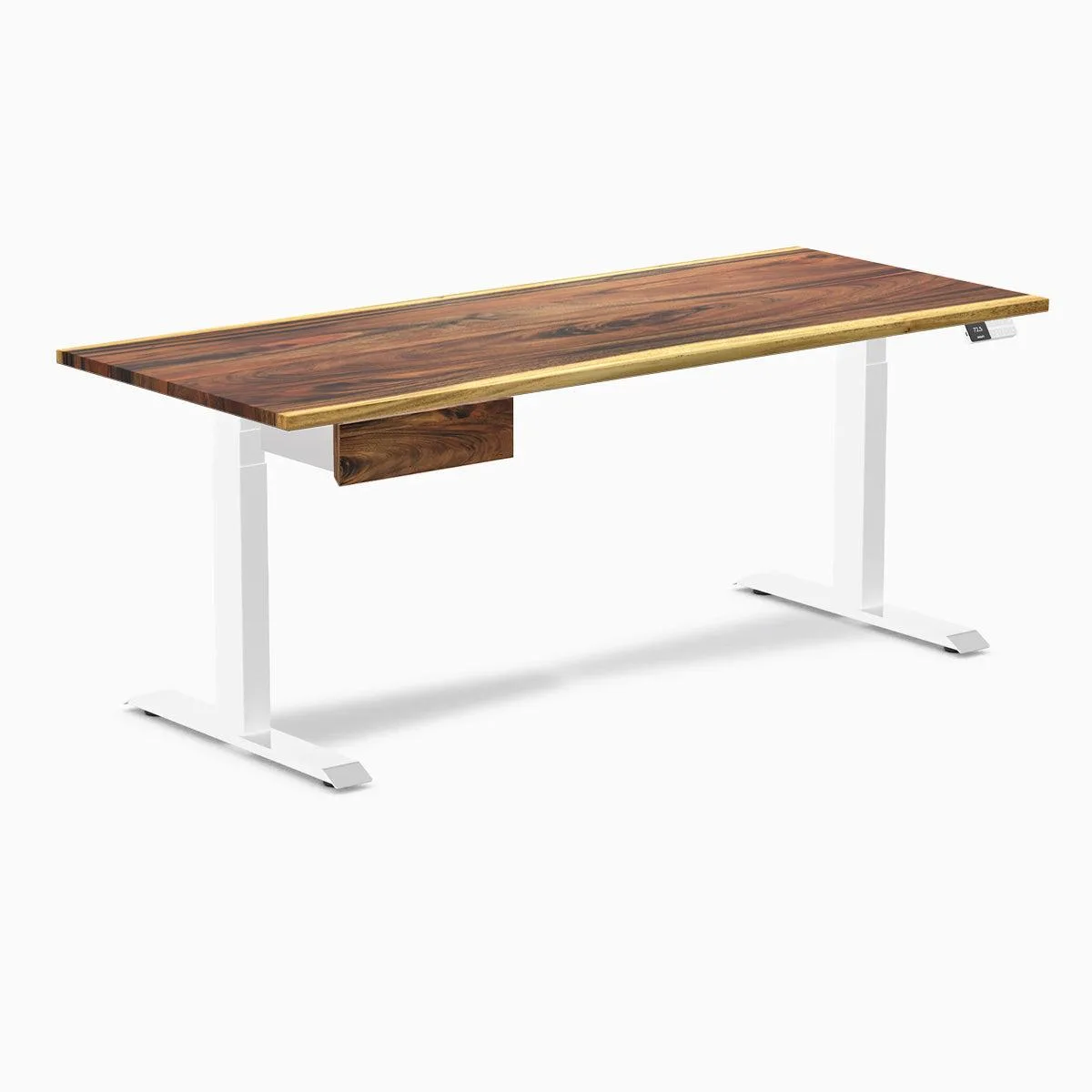 Desky Desky Dual Hardwood Standing Desk with Drawer Saman White 72 x 30 in — product photo