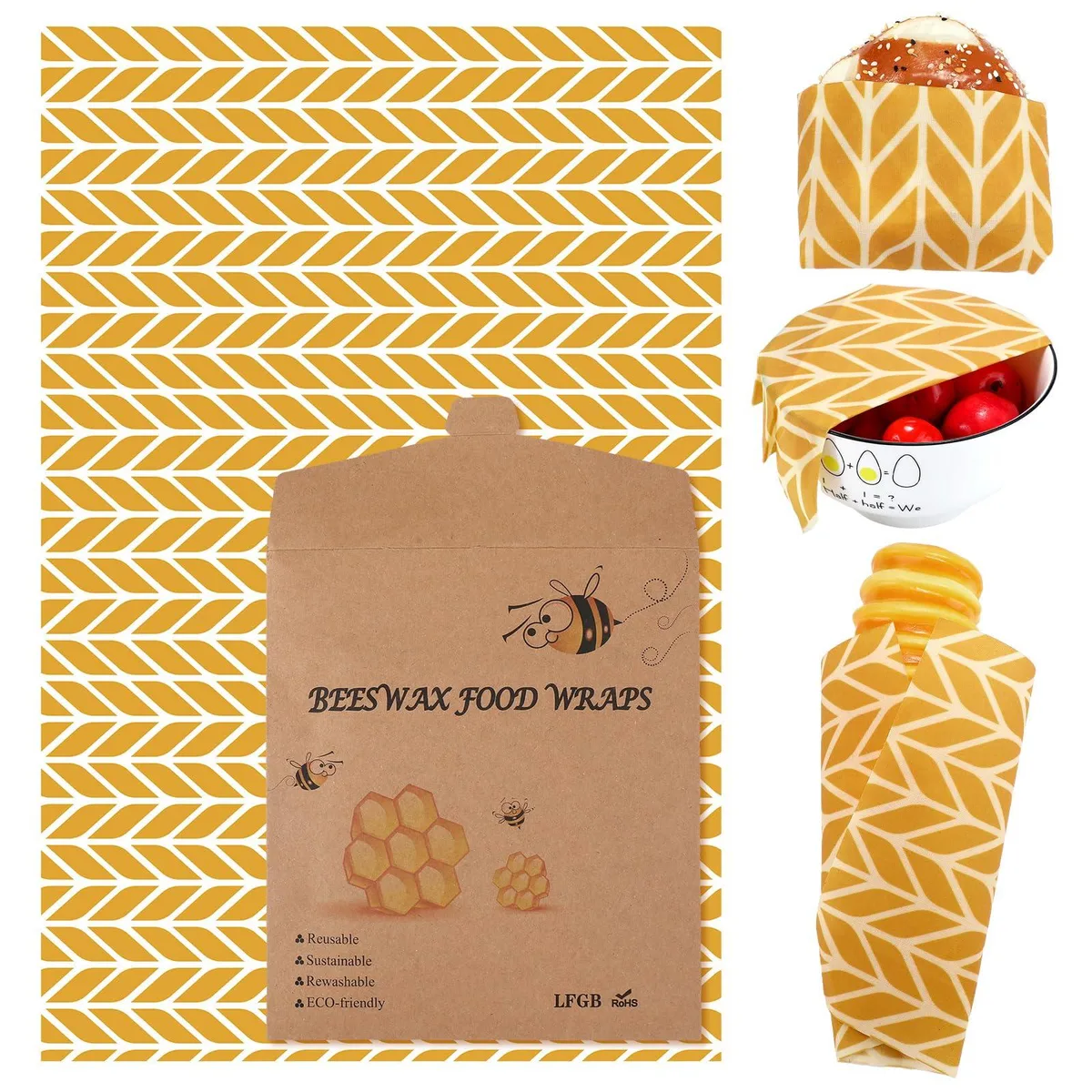 White beeswax food wrap 17 x 23 inches with lattice pattern