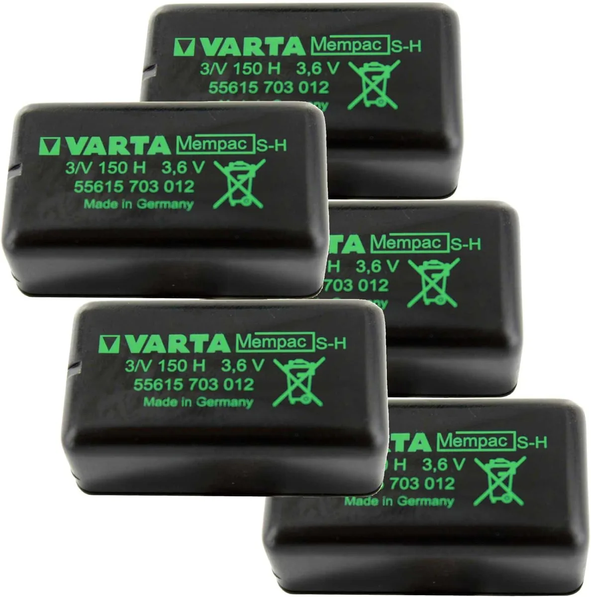 Exell Battery Exell Battery 5-Pack Varta 55615-703-012 4 pin Mempac Micro Battery 3.6V 150mAh laptop battery — product photo