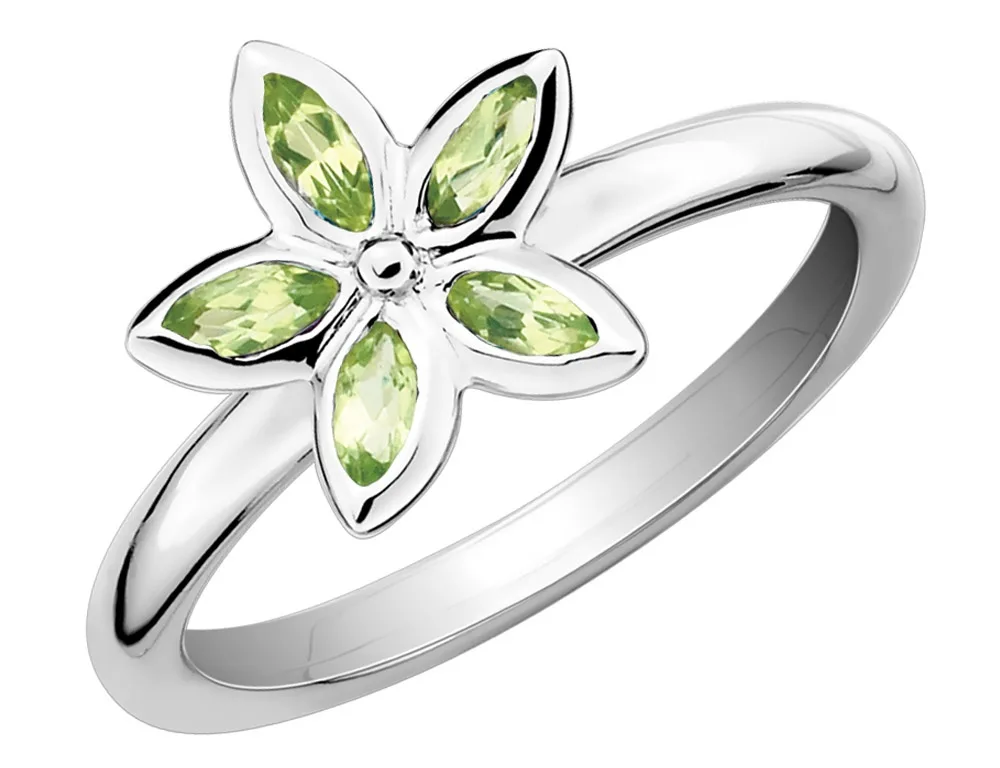 Gem &amp; Harmony Gem &amp; Harmony Peridot Flower Ring Sterling Silver .4 ctw 925 — product photo