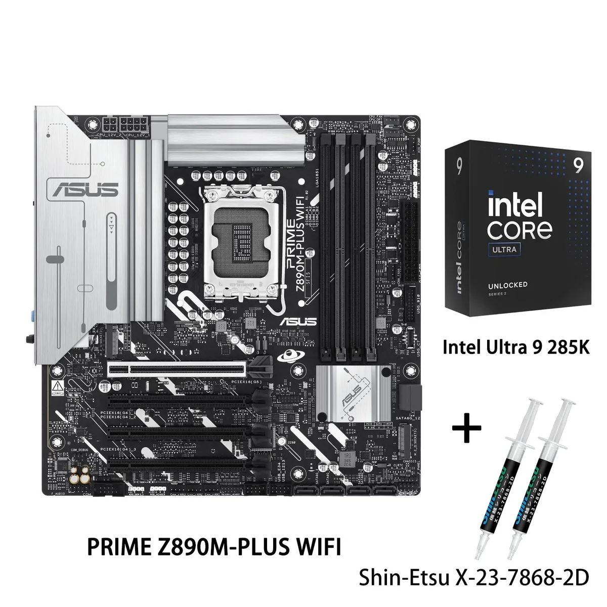 ASUS ASUS PRIME Z890M-PLUS WIFI Intel motherboard &amp; Core Ultra 9 285K CPU combo — product photo