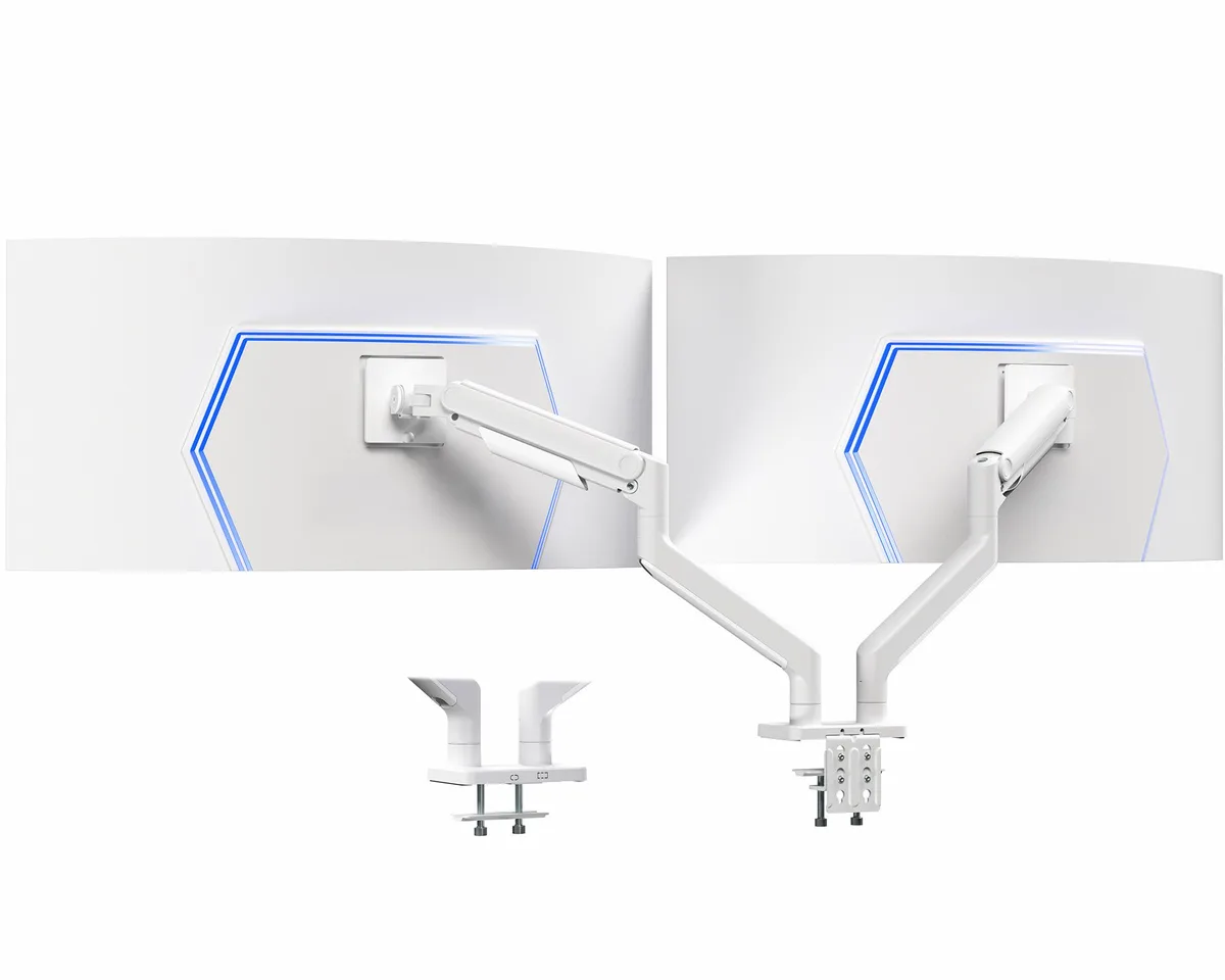 VIVO VIVO White Tension Spring Dual Ultra Wide Monitor Mount 45in 44lb 11.5in height — product photo