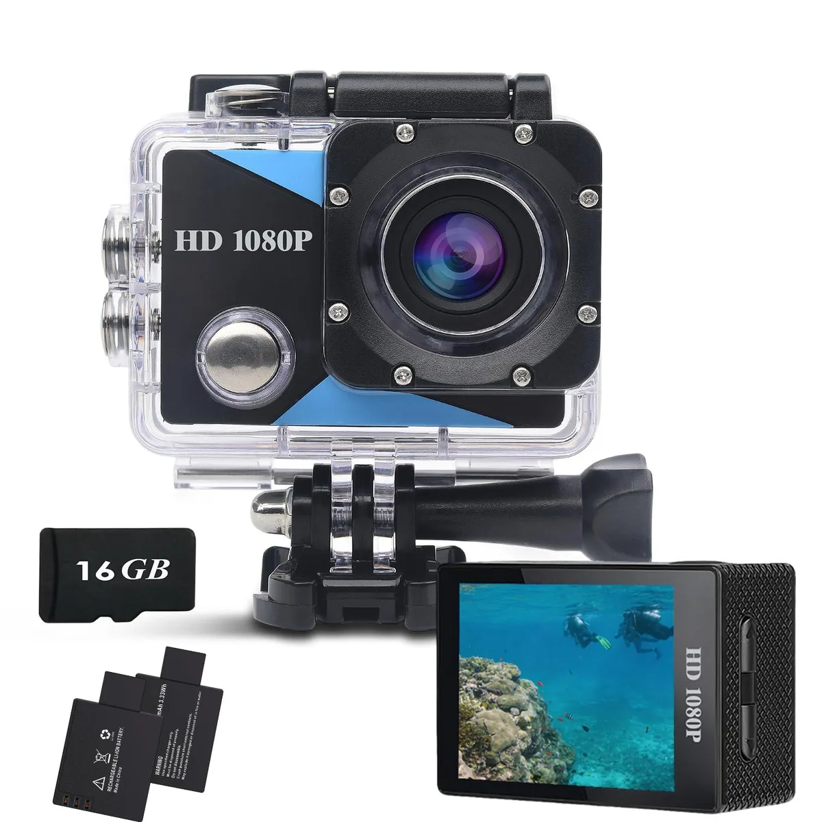  Nvgfelis A6B series camcorder kit 1080P 32GB card 2×900mAh 30m waterproof — product photo