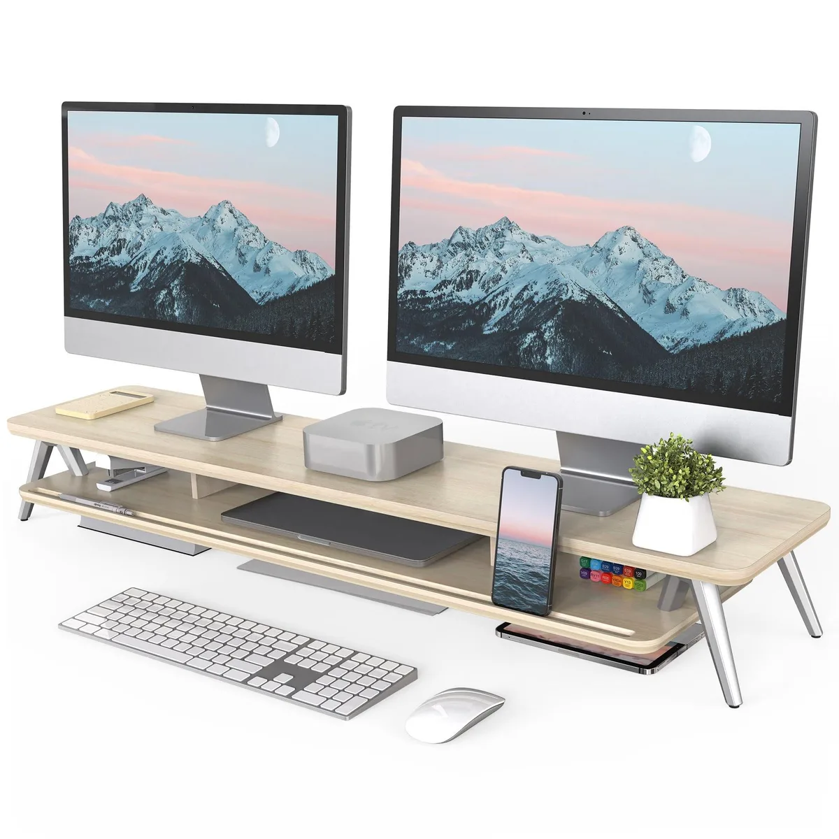 ARCTIC ARCTIC Dual Monitor Stand 42.5in MDF Aluminium 45kg 2 in 1 accessory — product photo