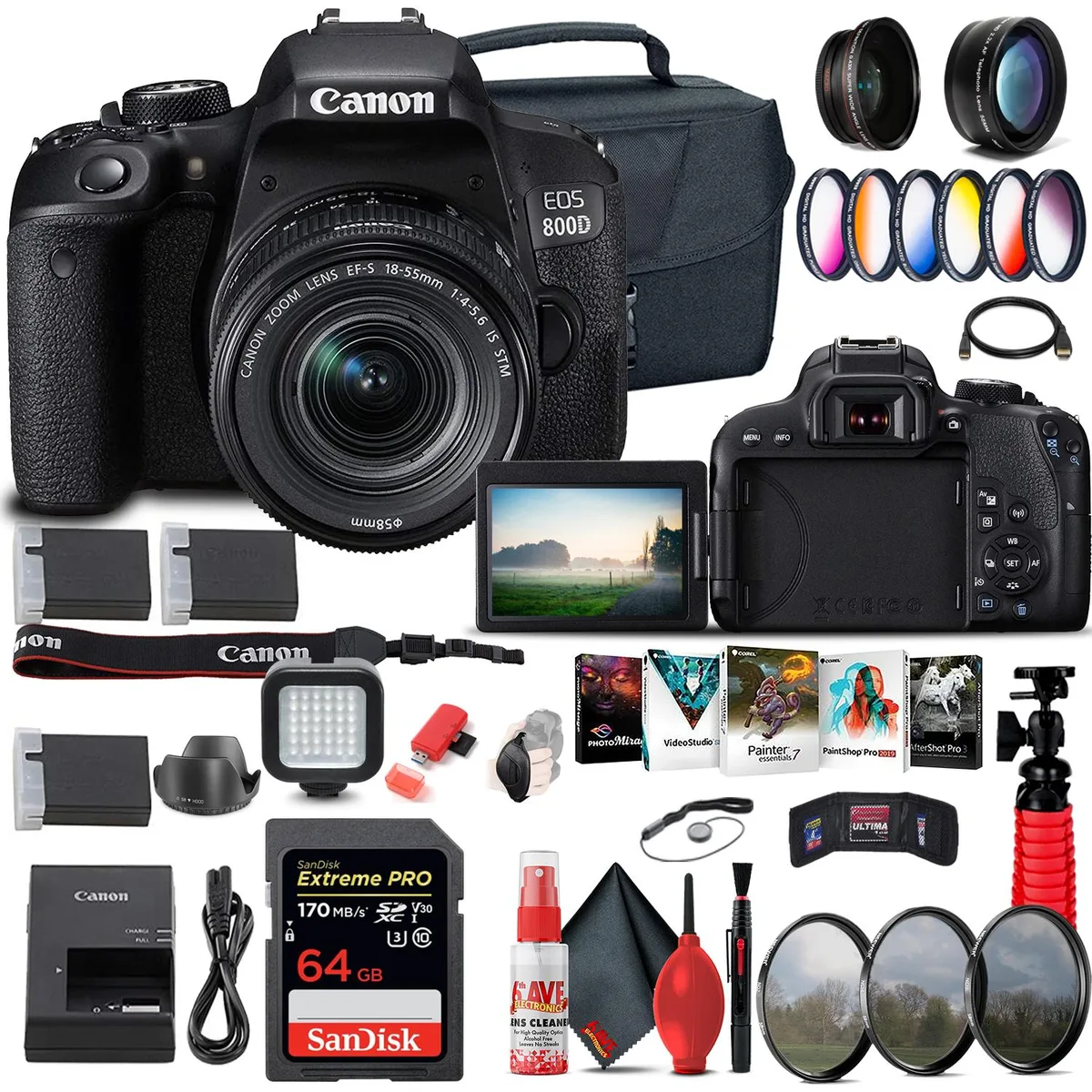 Canon Canon EOS Rebel 800D / T7i DSLR Camera 18-55mm Lens Pro Bundle — product photo