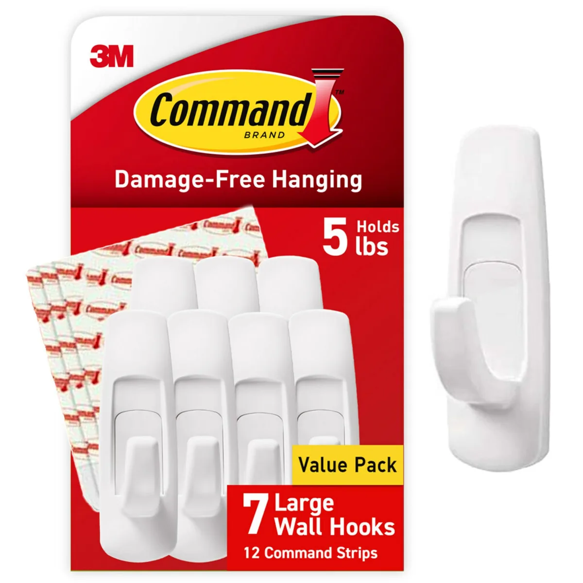  Command Large Utility Hooks, 7 Hooks, 12 Strips — product photo