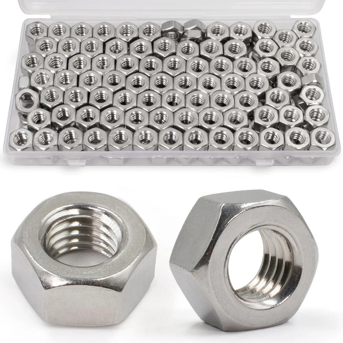 ZQZ 130 Pack 1/4"-20 Hex Nuts 304 (A2-70) Stainless Steel — product photo