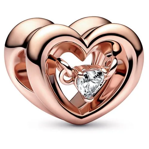 PANDORA PANDORA Radiant Heart &amp; Floating Stone Charm 14k rose gold — product photo