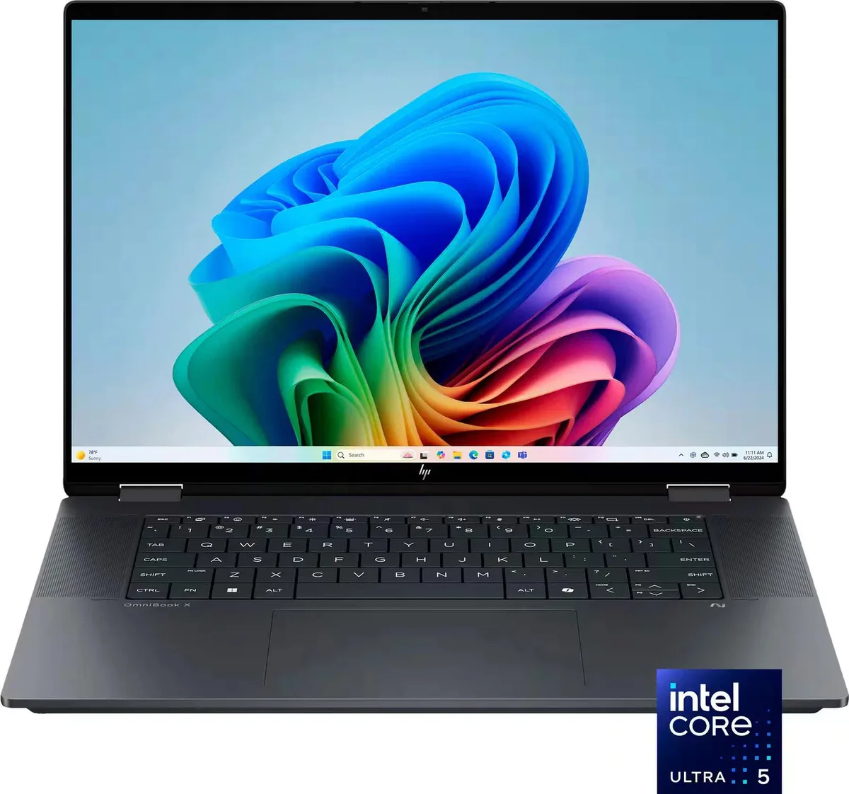 HP HP OmniBook X Flip 2-in-1 Copilot+ PC 16" 2K Touch Laptop Core Ultra 5 16GB 512GB Eclipse Gray — product photo
