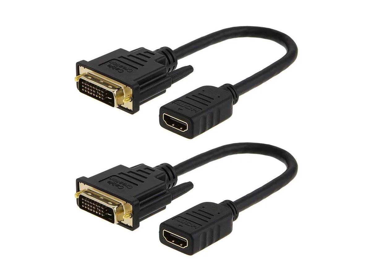 BONAEVER BONAEVER 2-Pack HDMI Female to DVI-D Male Adapter 0.15m Black — product photo