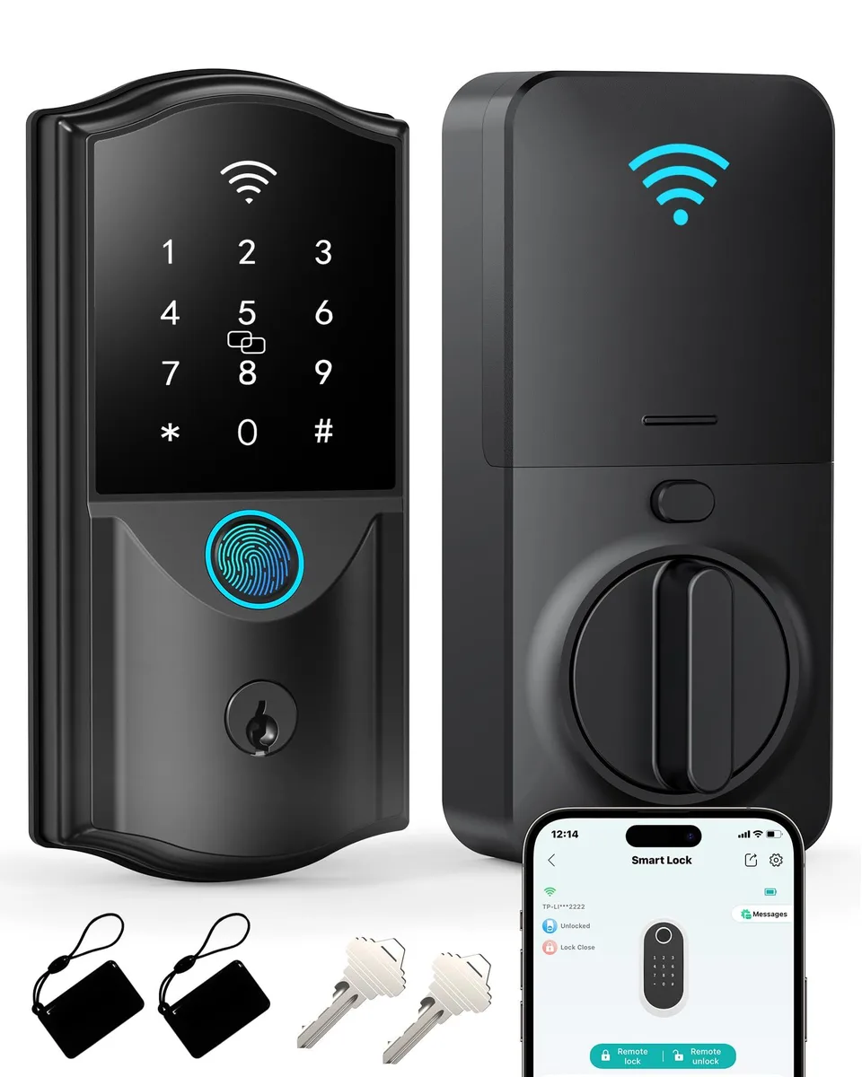 DNBeffulgent DNBeffulgent Firstriver T2-BWF smart door lock black 7.6x7.0x3.14 in — product photo