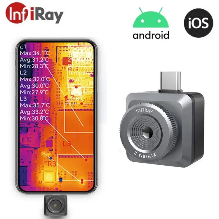 Tiny square thermal camera with focusable lens and phone connector