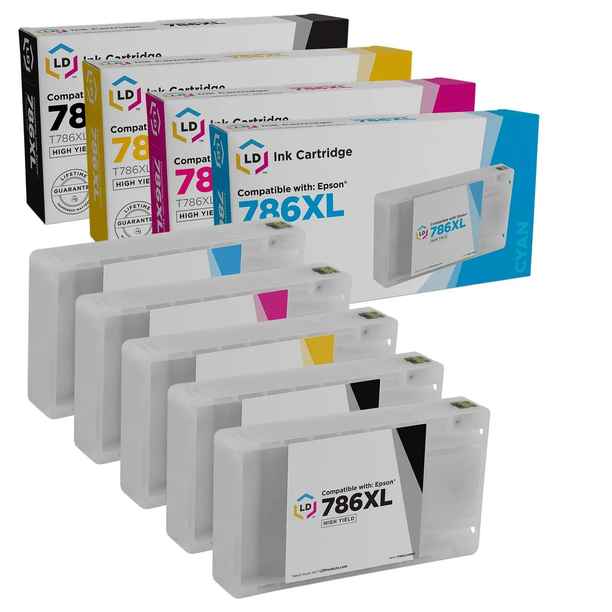 LD Products LD Products 786XL High Yield Ink Cartridge 5-Pack (2 Black, Cyan, Magenta, Yellow) — product photo