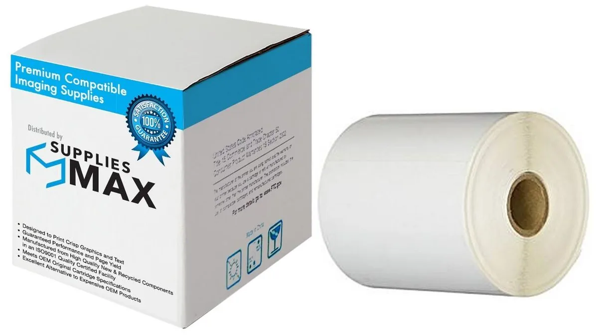 SuppliesMax SuppliesMax Zebra DTL4X3 Direct Thermal Labels 4in X 3in 1in Core 500 Labels — product photo