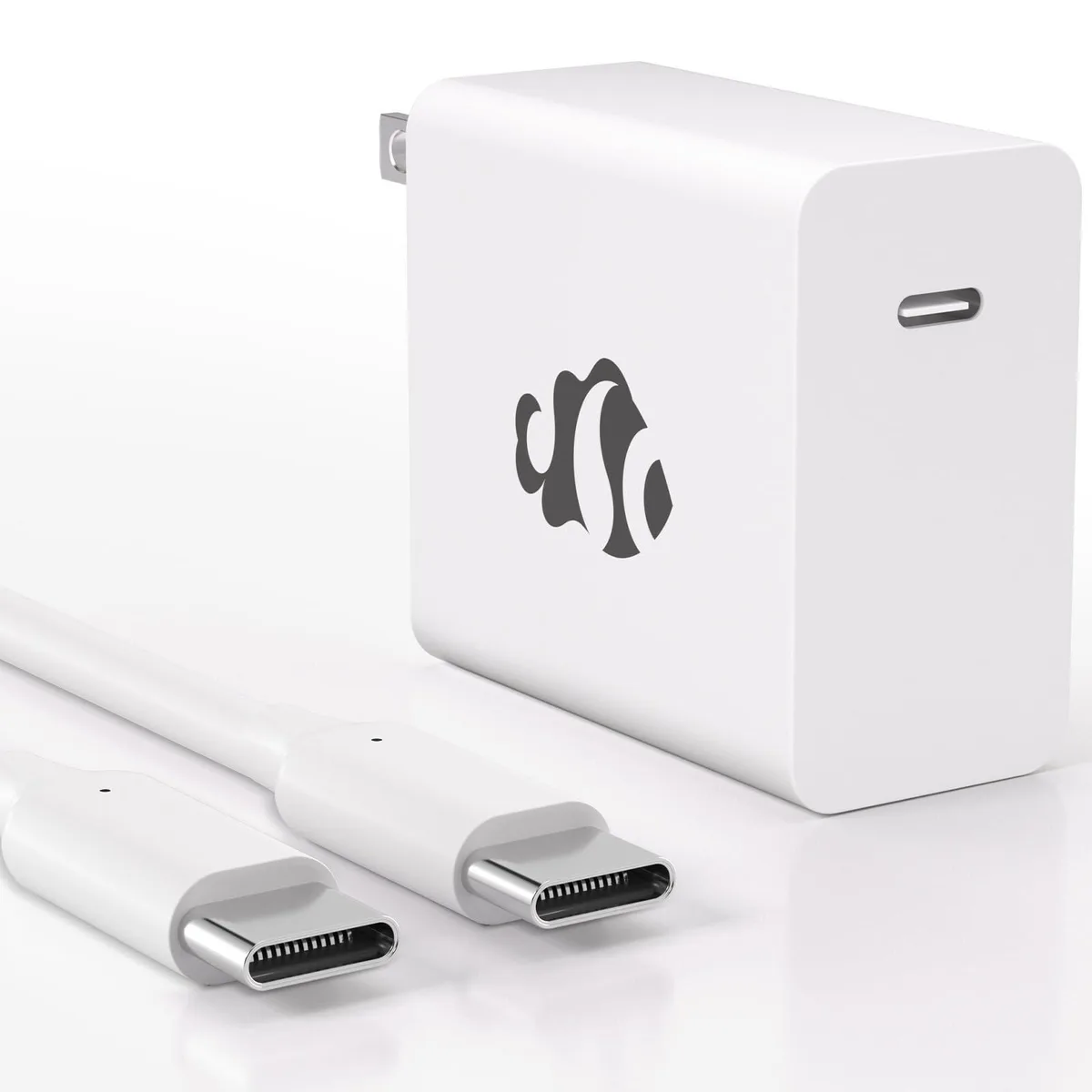 Compact white USB-C power adapter with 6.6ft cable