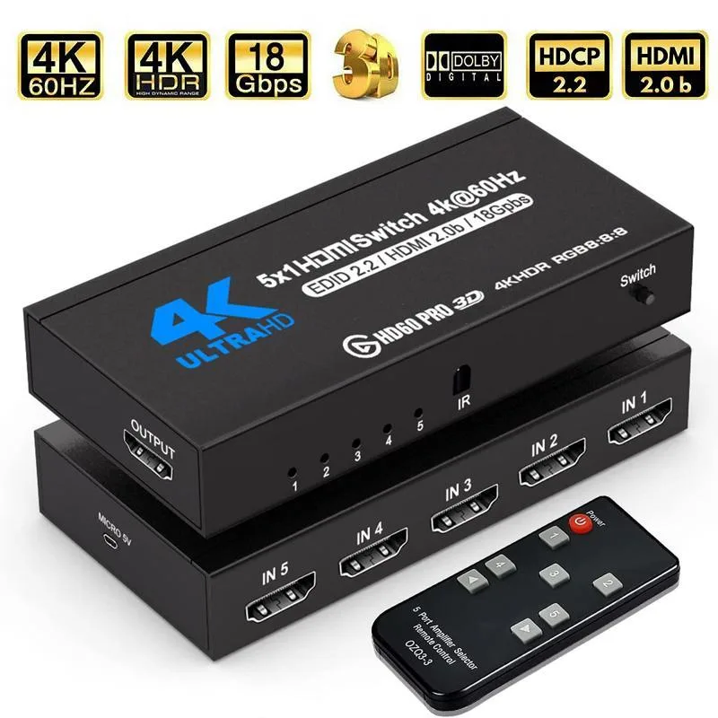 WRIARICH WRIARICH OZQ3-4 5x1 HDMI video switch 4K@60Hz — product photo