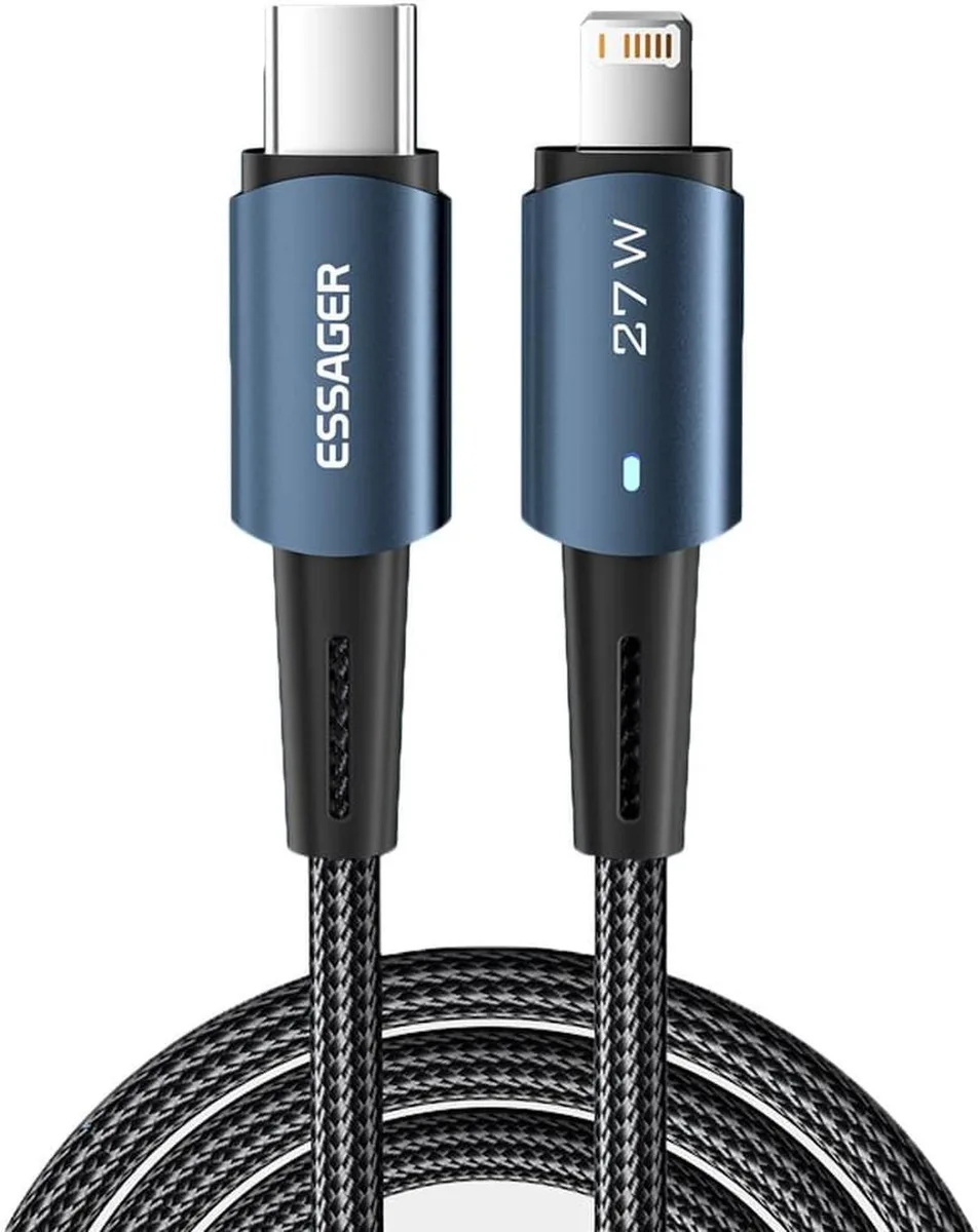 SMUGDESK SMUGDESK USB C to Lightning Cable MFi Certified 27W Fast Charging Nylon Braided Black 2-Pack 6.6ft — product photo