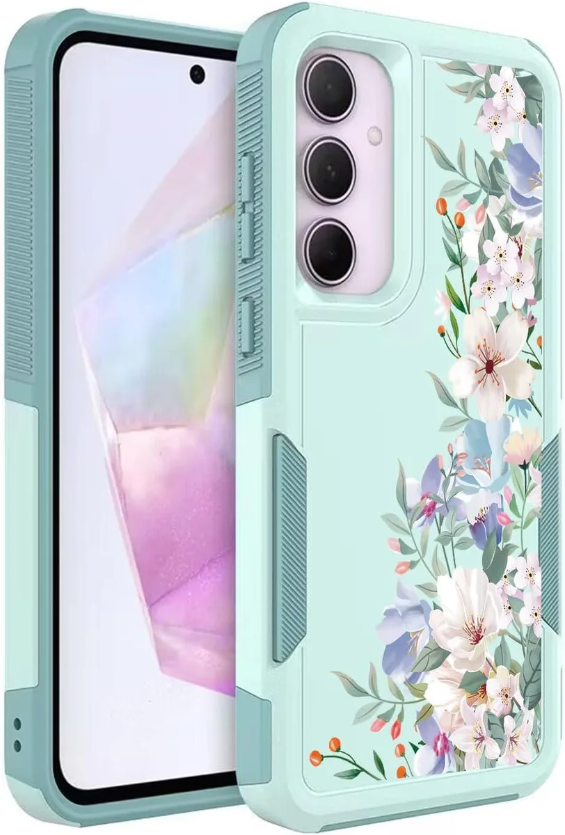 Transcend Transcend Galaxy A35/A55 5G Case Mint Green Magnolia Floral TPU PC 360 Protection 2024 — product photo