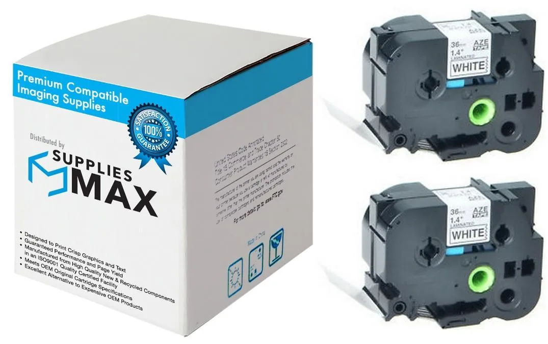 SuppliesMax SuppliesMax TZE-261_2PK Black/White 36mm x 8m 2/PK — product photo