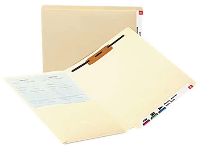 Smead Smead 34100 Reinforced End Tab Pocket Folder, Fastener, Letter, Manila, 50/Box — product photo