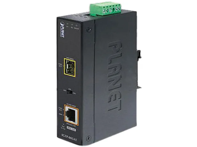 PLANET PLANET IGTP-805AT Industrial PoE Media Converter SFP Transceiver — product photo