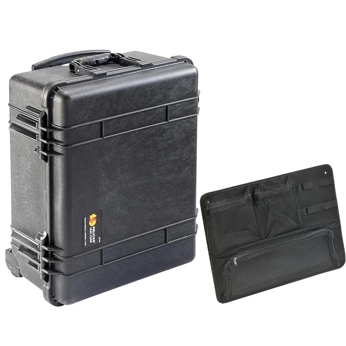 Pelican Products, Inc. Pelican 1560 Watertight Wheeled Hard Case Black with PC1569 Lid Organizer No Foam — product photo