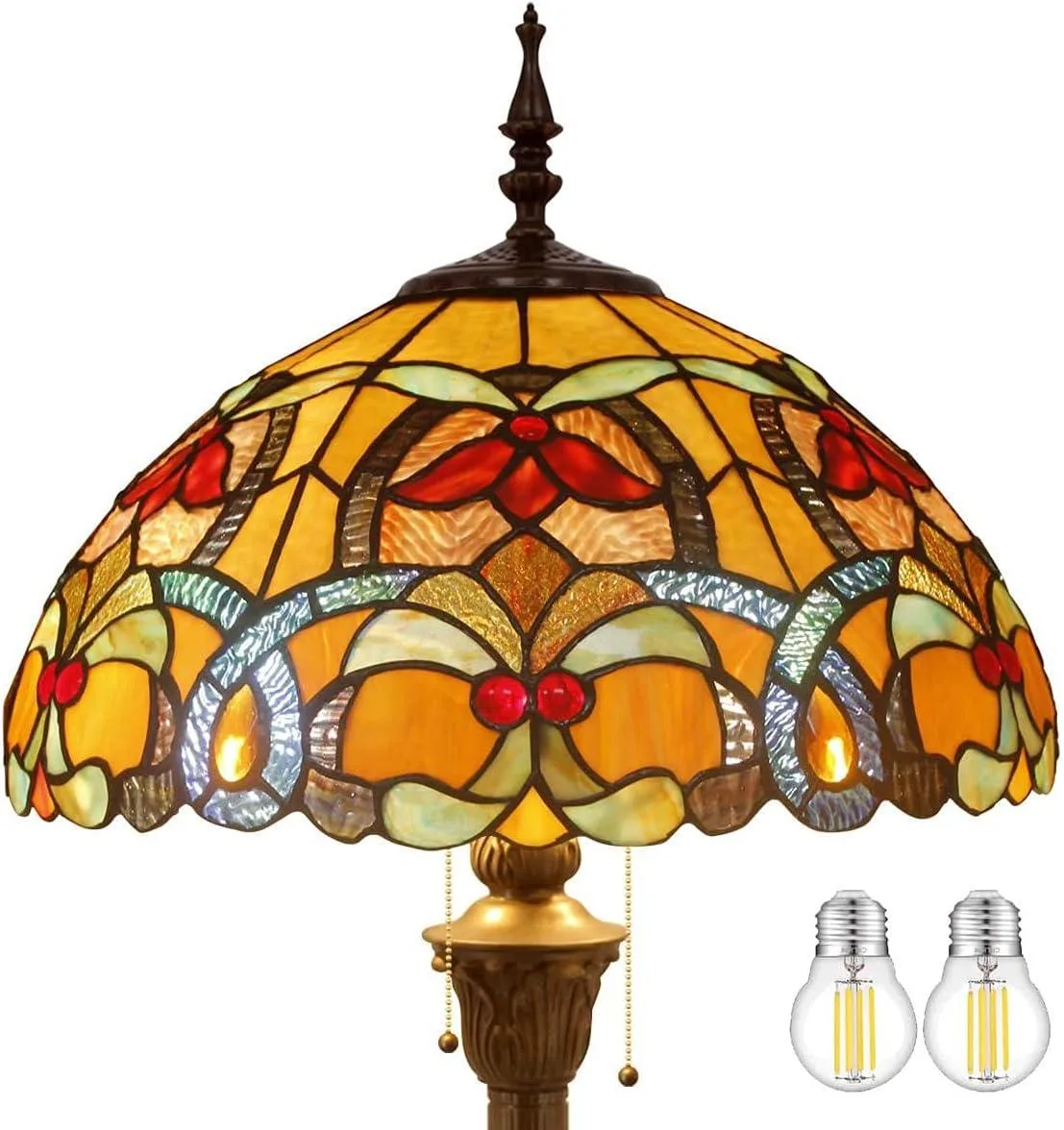 TUKO TUKO Tiffany Floor Lamp Orange Liaison 16x64 inch S617 — product photo