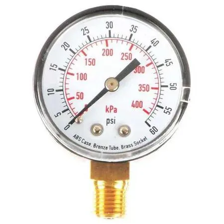 Value Brand Value Brand 4FLT9 Pressure Gauge 0 to 60 psi 2 in dial 1/4 in — product photo