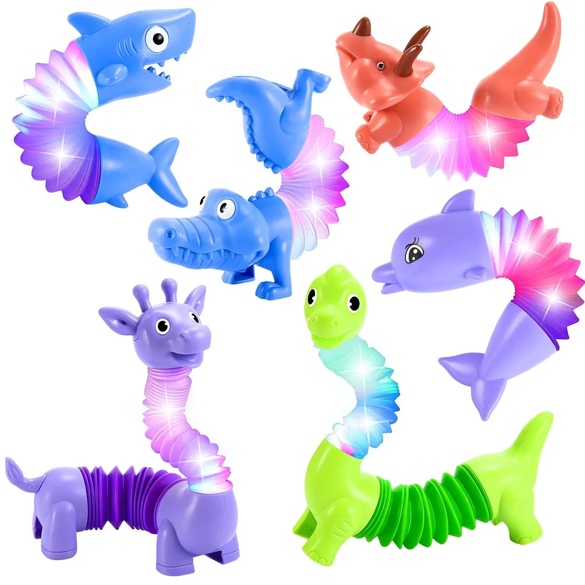 Delighkidz 6-Pack LED Animal Pop Tubes Educational Toy — product photo