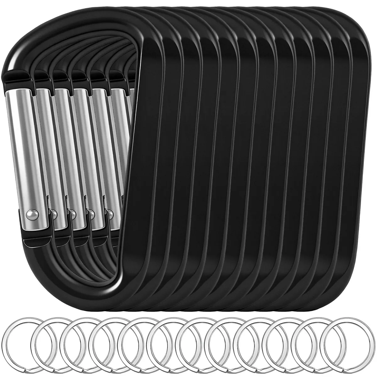 Oupeng sky Carabiner Keyholder 12pcs 3" Black Aluminum 66lbs — product photo