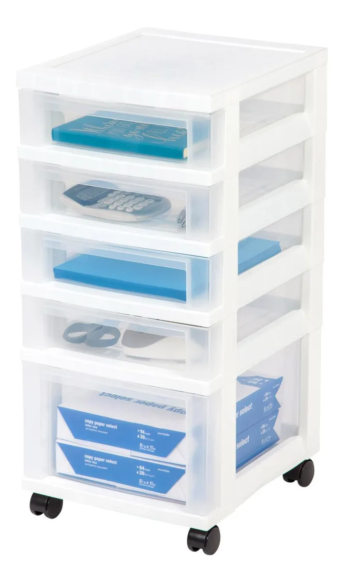 IRIS USA, INC. IRIS USA, INC. 5-Drawer Clear Plastic Rolling Storage Cart White — product photo
