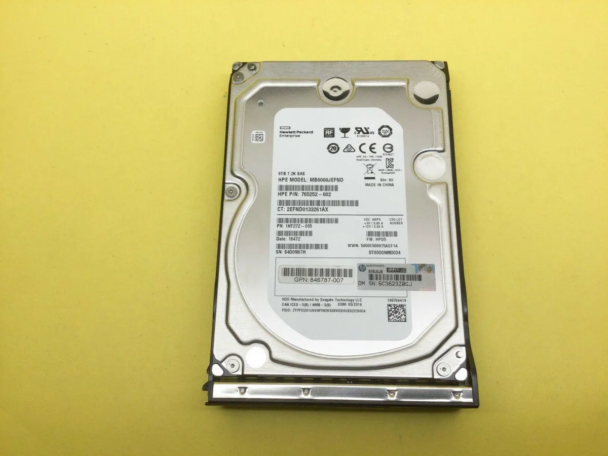 HPE HPE 6TB SAS 12G 7.2K 3.5 LFF LP 512E internal hard drive — product photo